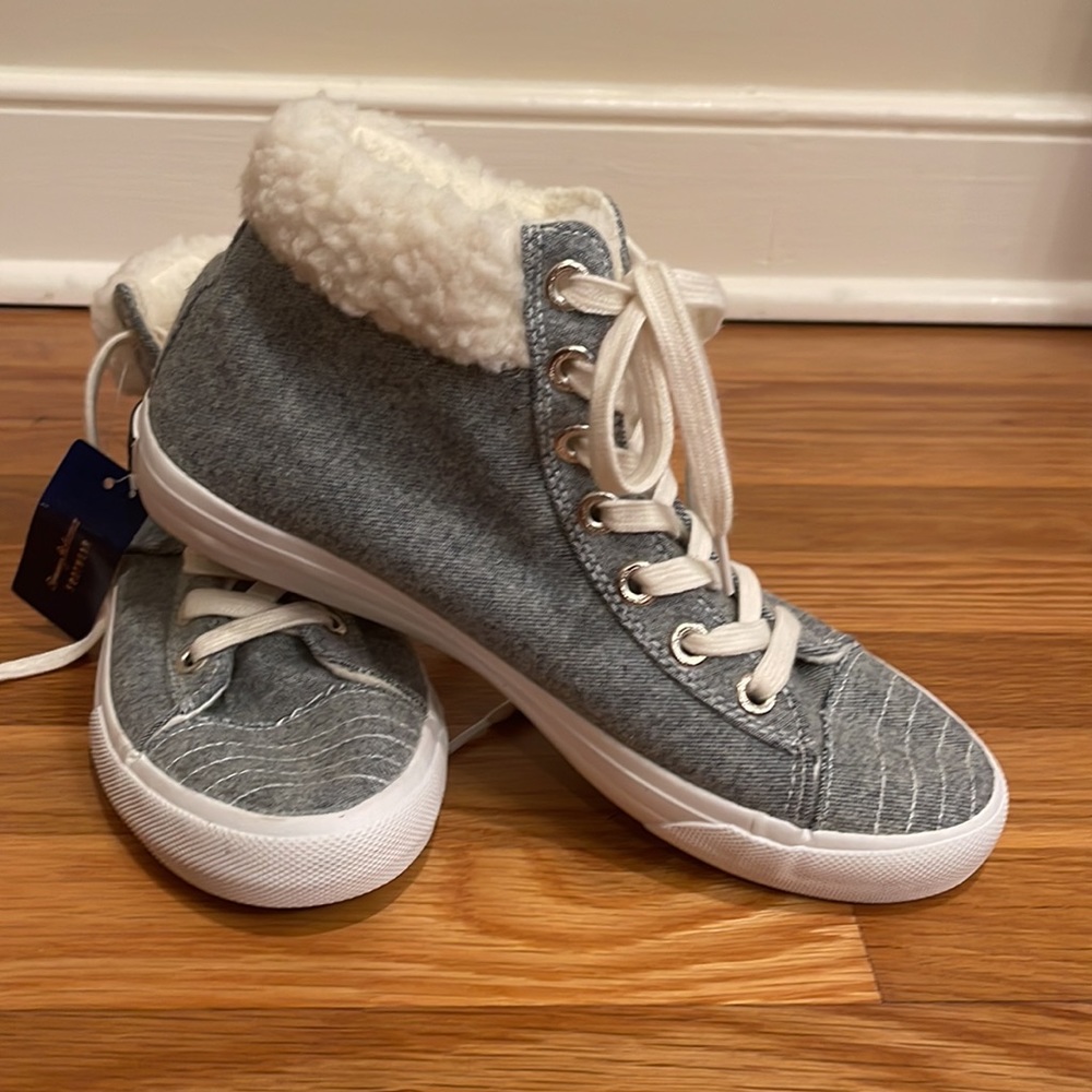 Tommy Bahama Gray and White High-Top Sneakers